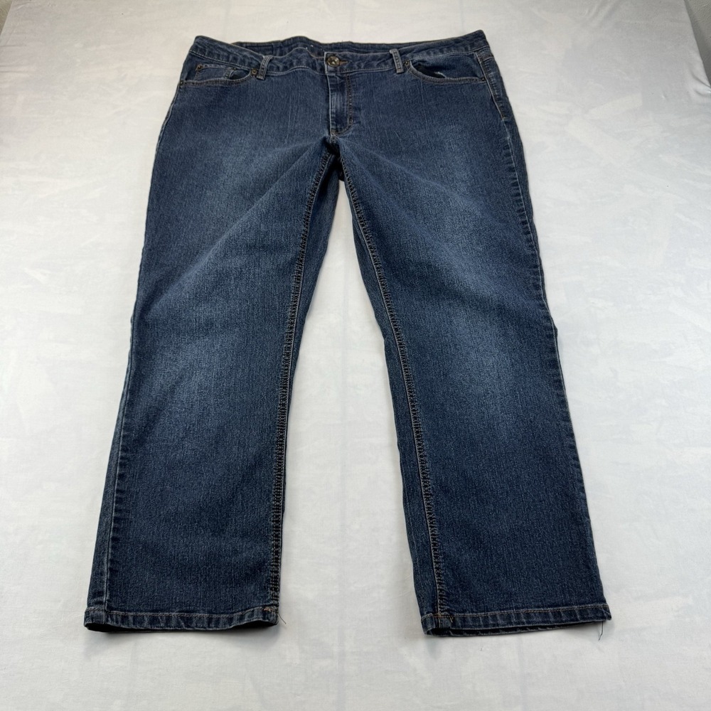 Natural Reflections Med Wash Denim Jeans Bootcut Mid Rise Womens Size 18